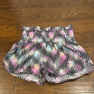 High Waist Pink and Blue Ruffled Shorts